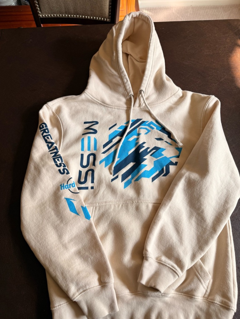 Hard Rock Cafe Cream Hoodie with Blue Graphic